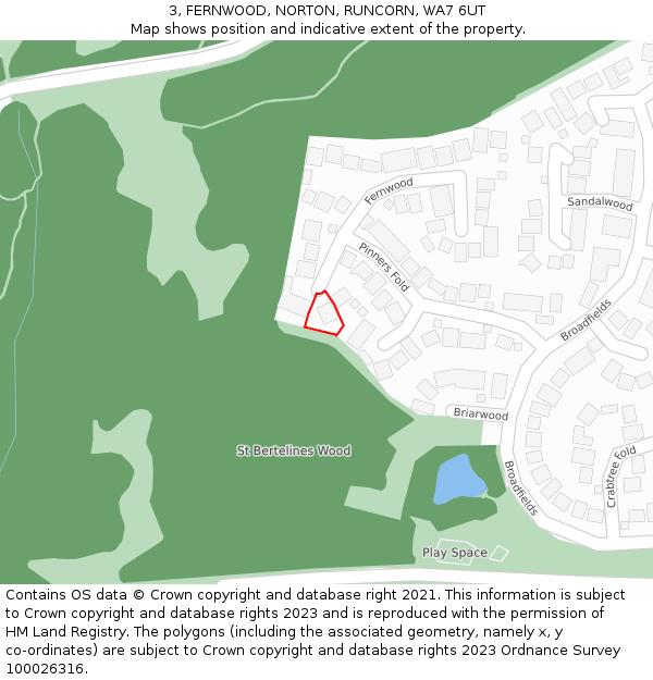 3, FERNWOOD, NORTON, RUNCORN, WA7 6UT: Location map and indicative extent of plot