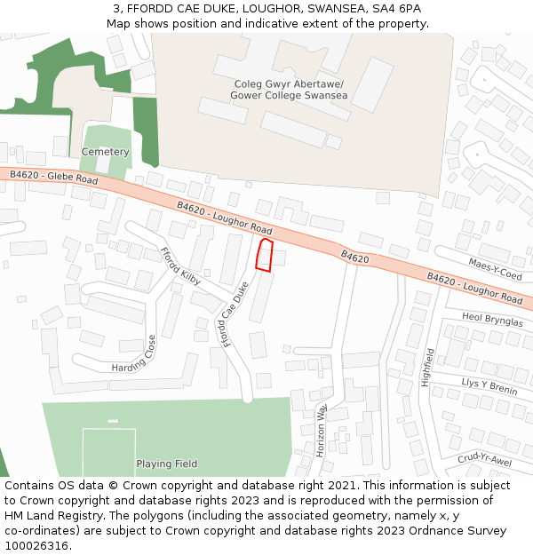 3, FFORDD CAE DUKE, LOUGHOR, SWANSEA, SA4 6PA: Location map and indicative extent of plot