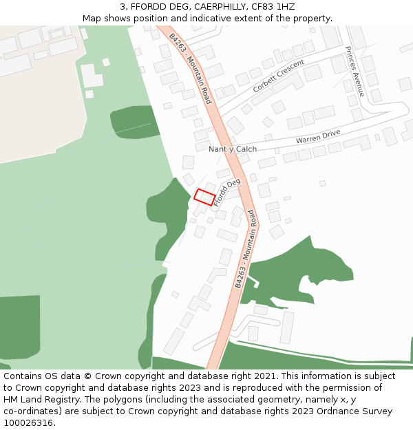 3, FFORDD DEG, CAERPHILLY, CF83 1HZ: Location map and indicative extent of plot