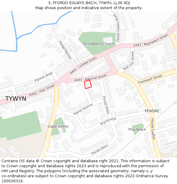 3, FFORDD EGLWYS BACH, TYWYN, LL36 9DJ: Location map and indicative extent of plot