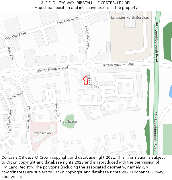 3, FIELD LEYS WAY, BIRSTALL, LEICESTER, LE4 3EL: Location map and indicative extent of plot