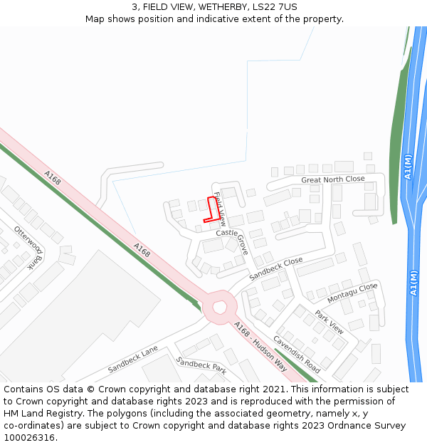 3, FIELD VIEW, WETHERBY, LS22 7US: Location map and indicative extent of plot