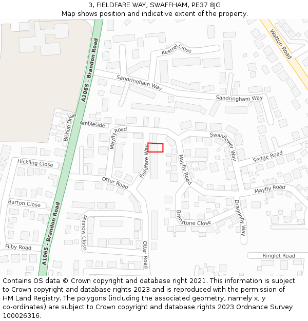 3, FIELDFARE WAY, SWAFFHAM, PE37 8JG: Location map and indicative extent of plot