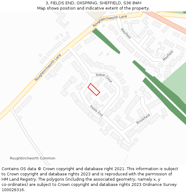 3, FIELDS END, OXSPRING, SHEFFIELD, S36 8WH: Location map and indicative extent of plot