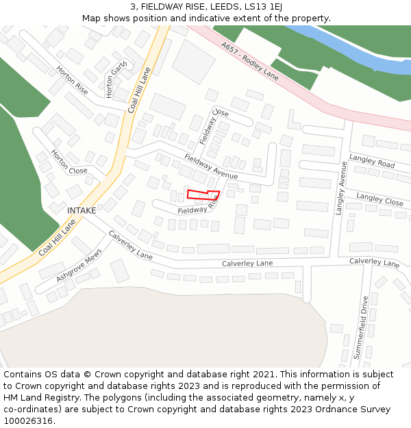 3, FIELDWAY RISE, LEEDS, LS13 1EJ: Location map and indicative extent of plot