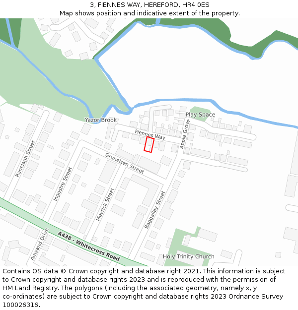 3, FIENNES WAY, HEREFORD, HR4 0ES: Location map and indicative extent of plot