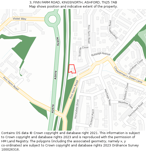 3, FINN FARM ROAD, KINGSNORTH, ASHFORD, TN25 7AB: Location map and indicative extent of plot