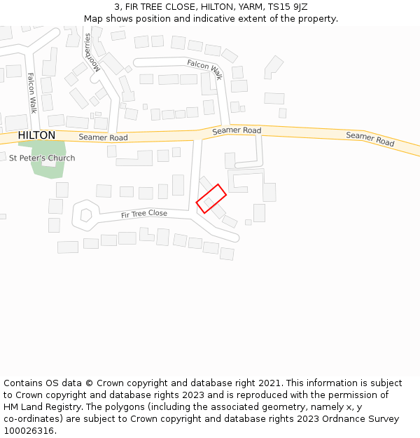 3, FIR TREE CLOSE, HILTON, YARM, TS15 9JZ: Location map and indicative extent of plot