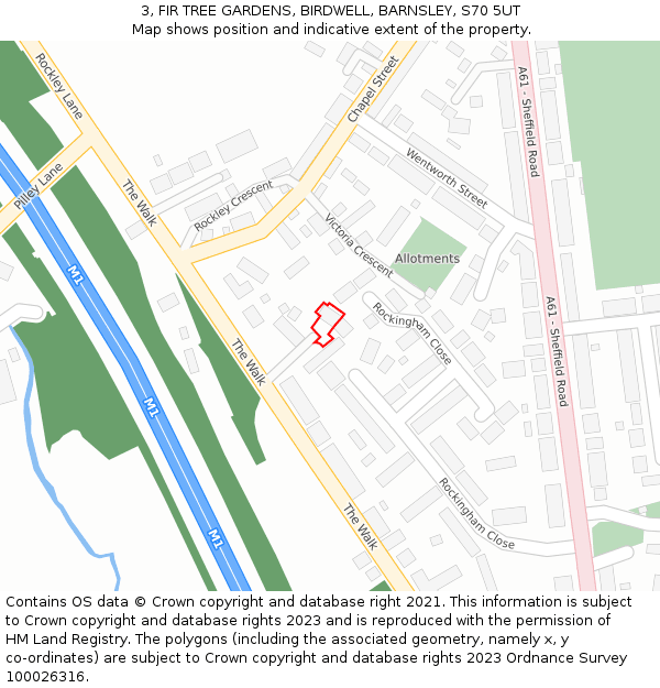 3, FIR TREE GARDENS, BIRDWELL, BARNSLEY, S70 5UT: Location map and indicative extent of plot