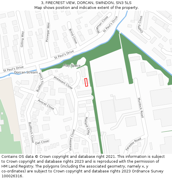 3, FIRECREST VIEW, DORCAN, SWINDON, SN3 5LS: Location map and indicative extent of plot