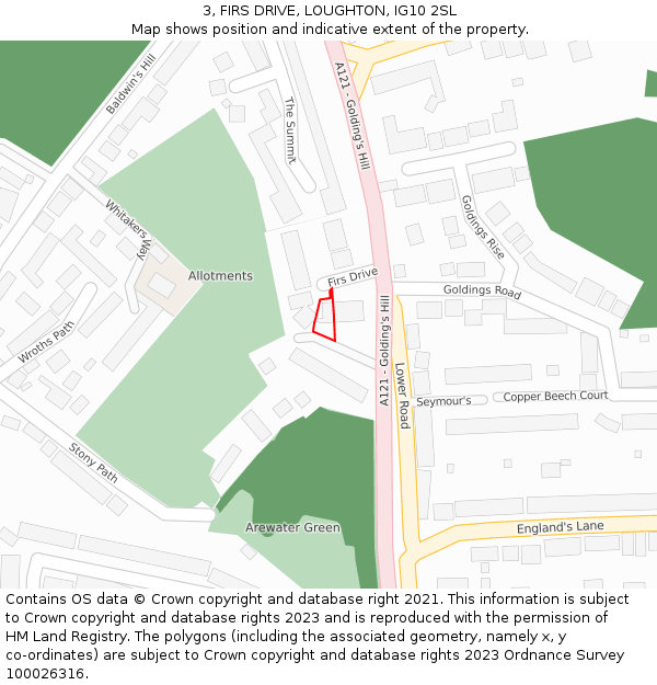 3, FIRS DRIVE, LOUGHTON, IG10 2SL: Location map and indicative extent of plot