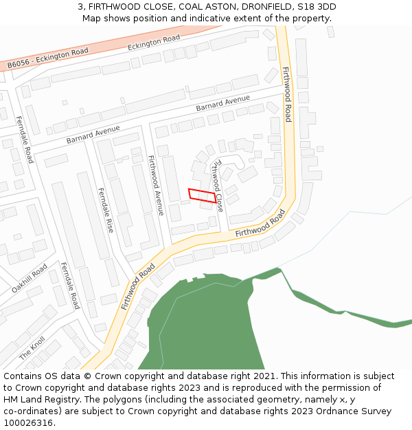 3, FIRTHWOOD CLOSE, COAL ASTON, DRONFIELD, S18 3DD: Location map and indicative extent of plot