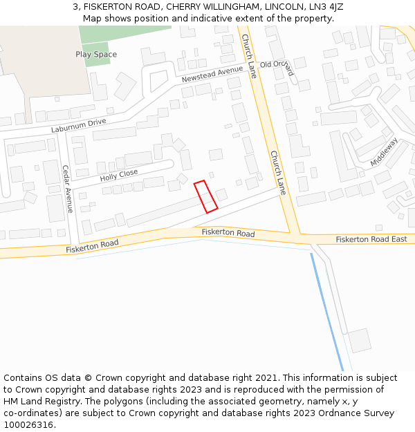3, FISKERTON ROAD, CHERRY WILLINGHAM, LINCOLN, LN3 4JZ: Location map and indicative extent of plot