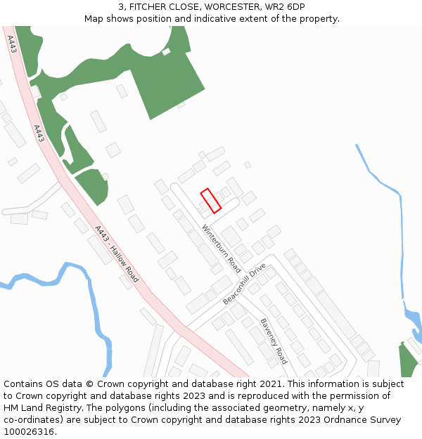 3, FITCHER CLOSE, WORCESTER, WR2 6DP: Location map and indicative extent of plot