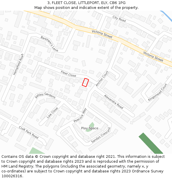 3, FLEET CLOSE, LITTLEPORT, ELY, CB6 1PG: Location map and indicative extent of plot