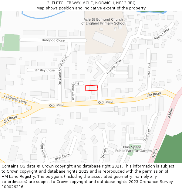 3, FLETCHER WAY, ACLE, NORWICH, NR13 3RQ: Location map and indicative extent of plot