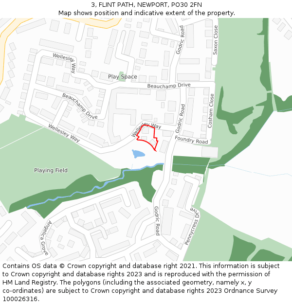 3, FLINT PATH, NEWPORT, PO30 2FN: Location map and indicative extent of plot