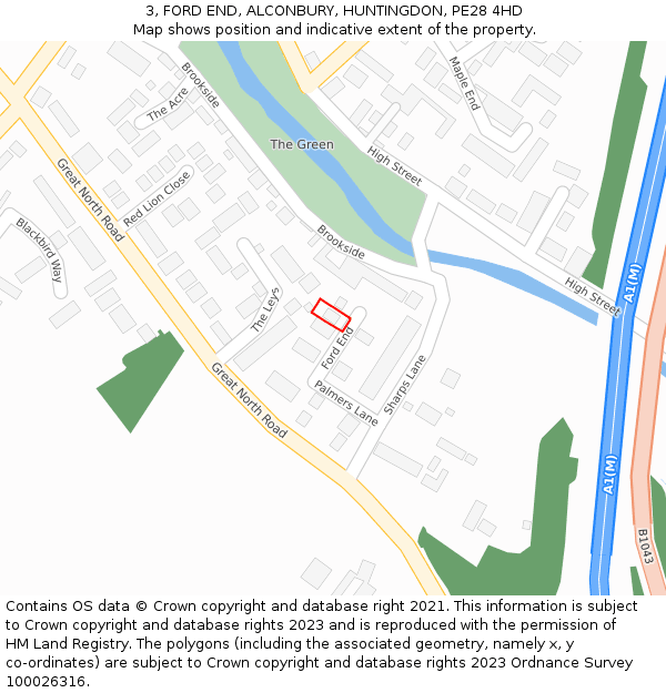 3, FORD END, ALCONBURY, HUNTINGDON, PE28 4HD: Location map and indicative extent of plot