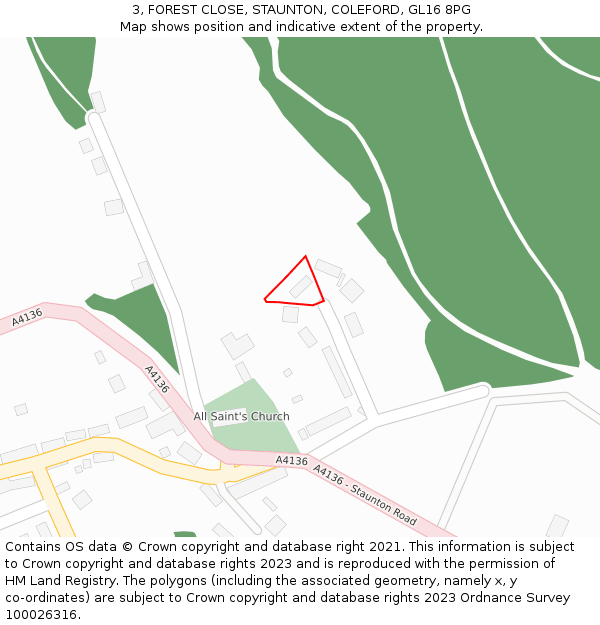 3, FOREST CLOSE, STAUNTON, COLEFORD, GL16 8PG: Location map and indicative extent of plot