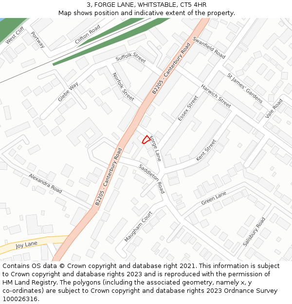 3, FORGE LANE, WHITSTABLE, CT5 4HR: Location map and indicative extent of plot