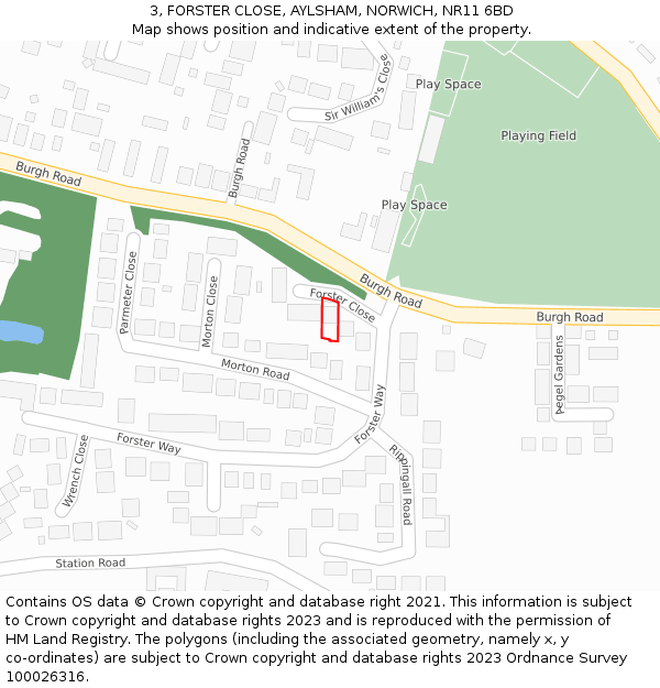 3, FORSTER CLOSE, AYLSHAM, NORWICH, NR11 6BD: Location map and indicative extent of plot