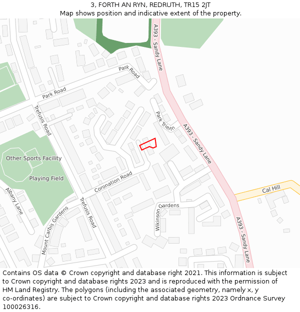 3, FORTH AN RYN, REDRUTH, TR15 2JT: Location map and indicative extent of plot