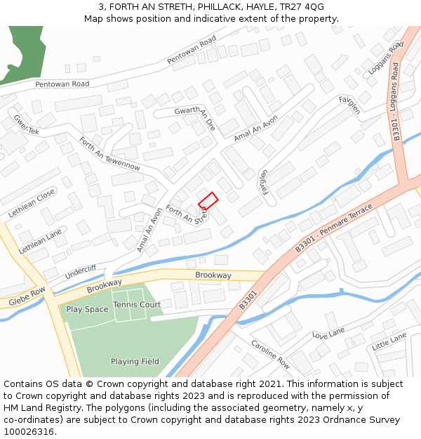 3, FORTH AN STRETH, PHILLACK, HAYLE, TR27 4QG: Location map and indicative extent of plot