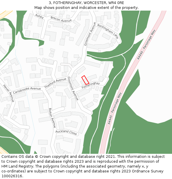 3, FOTHERINGHAY, WORCESTER, WR4 0RE: Location map and indicative extent of plot