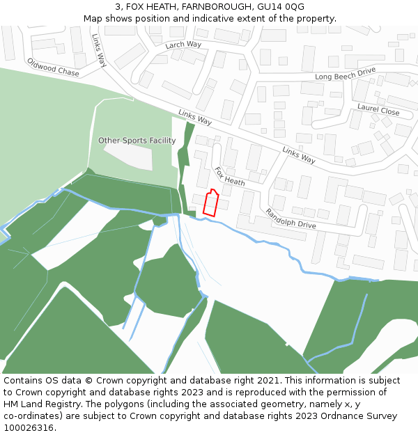 3, FOX HEATH, FARNBOROUGH, GU14 0QG: Location map and indicative extent of plot