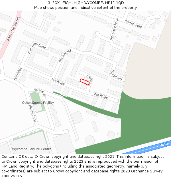 3, FOX LEIGH, HIGH WYCOMBE, HP11 1QD: Location map and indicative extent of plot