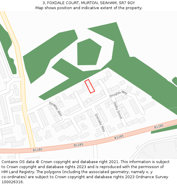 3, FOXDALE COURT, MURTON, SEAHAM, SR7 9GY: Location map and indicative extent of plot