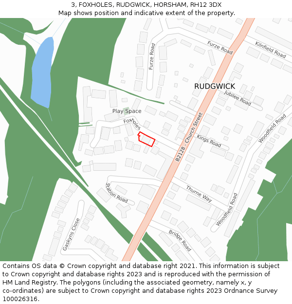 3, FOXHOLES, RUDGWICK, HORSHAM, RH12 3DX: Location map and indicative extent of plot