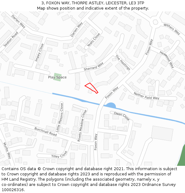 3, FOXON WAY, THORPE ASTLEY, LEICESTER, LE3 3TP: Location map and indicative extent of plot