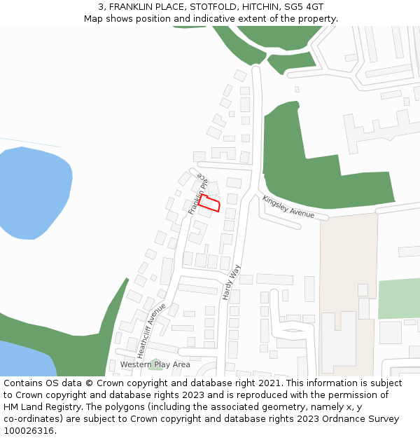 3, FRANKLIN PLACE, STOTFOLD, HITCHIN, SG5 4GT: Location map and indicative extent of plot