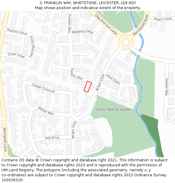 3, FRANKLIN WAY, WHETSTONE, LEICESTER, LE8 6QY: Location map and indicative extent of plot