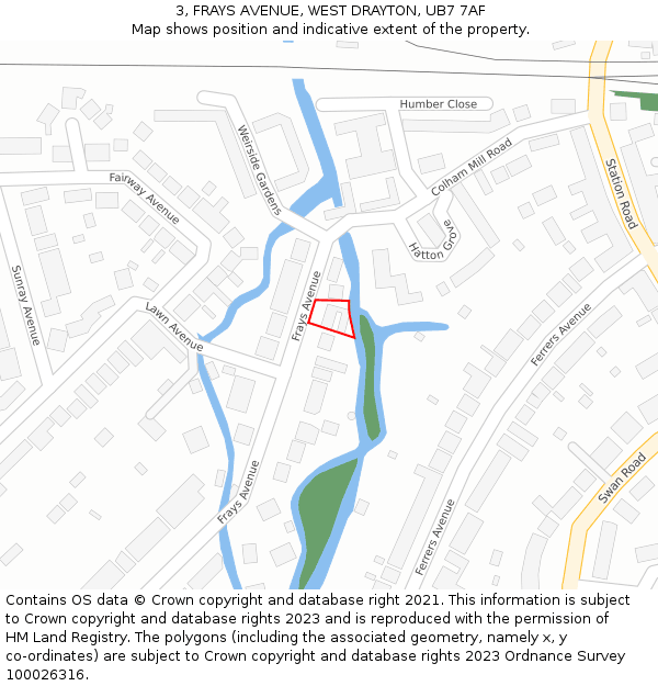 3, FRAYS AVENUE, WEST DRAYTON, UB7 7AF: Location map and indicative extent of plot