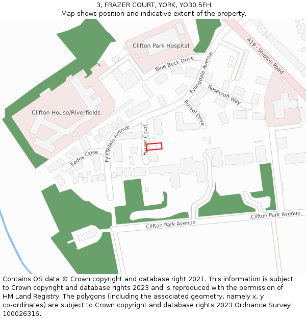 3, FRAZER COURT, YORK, YO30 5FH: Location map and indicative extent of plot