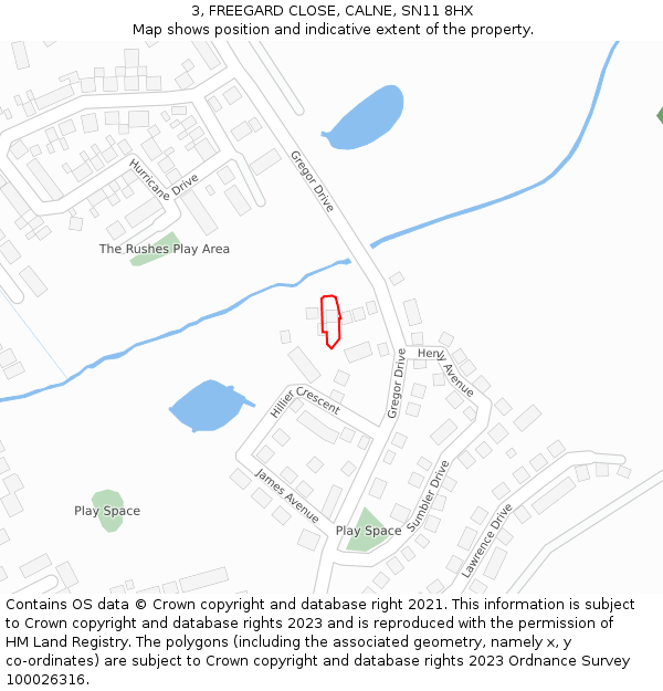 3, FREEGARD CLOSE, CALNE, SN11 8HX: Location map and indicative extent of plot