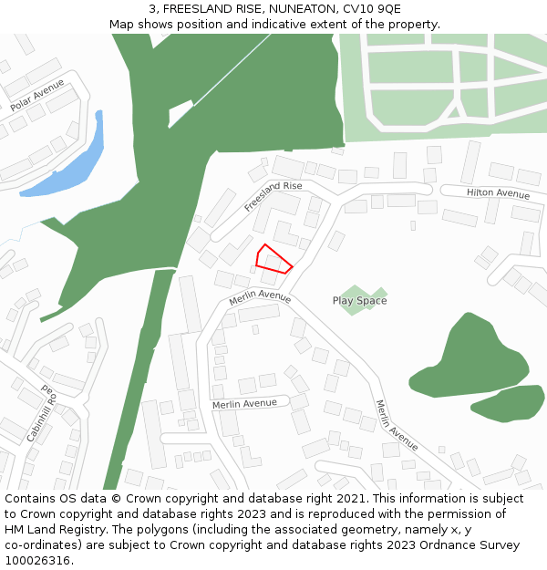 3, FREESLAND RISE, NUNEATON, CV10 9QE: Location map and indicative extent of plot