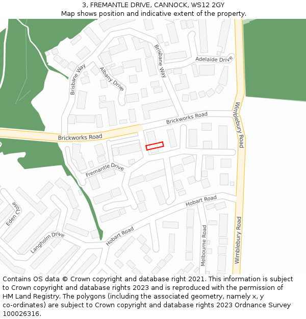 3, FREMANTLE DRIVE, CANNOCK, WS12 2GY: Location map and indicative extent of plot