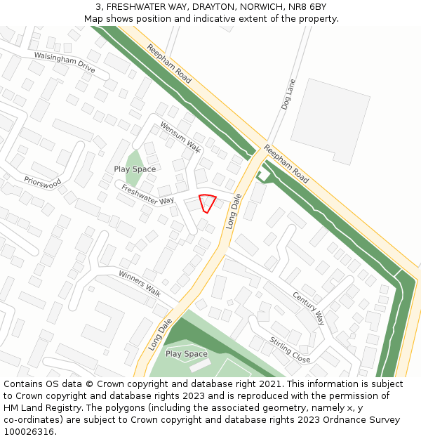 3, FRESHWATER WAY, DRAYTON, NORWICH, NR8 6BY: Location map and indicative extent of plot