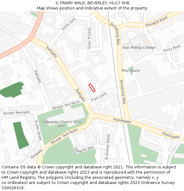 3, FRIARY WALK, BEVERLEY, HU17 0HE: Location map and indicative extent of plot