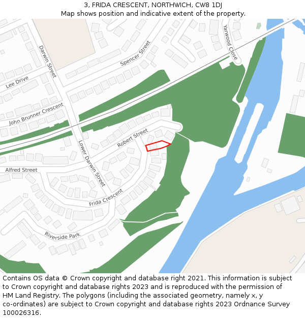 3, FRIDA CRESCENT, NORTHWICH, CW8 1DJ: Location map and indicative extent of plot