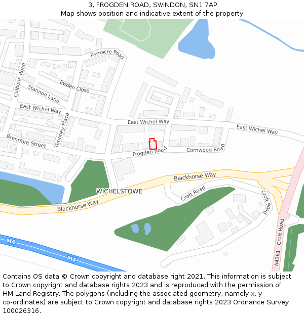 3, FROGDEN ROAD, SWINDON, SN1 7AP: Location map and indicative extent of plot