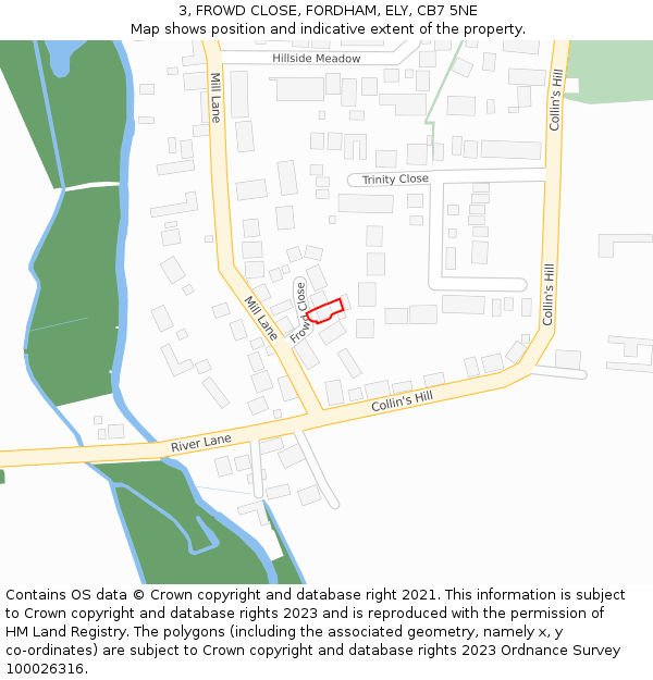 3, FROWD CLOSE, FORDHAM, ELY, CB7 5NE: Location map and indicative extent of plot