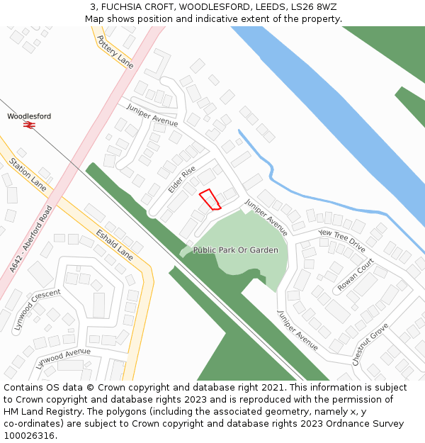 3, FUCHSIA CROFT, WOODLESFORD, LEEDS, LS26 8WZ: Location map and indicative extent of plot