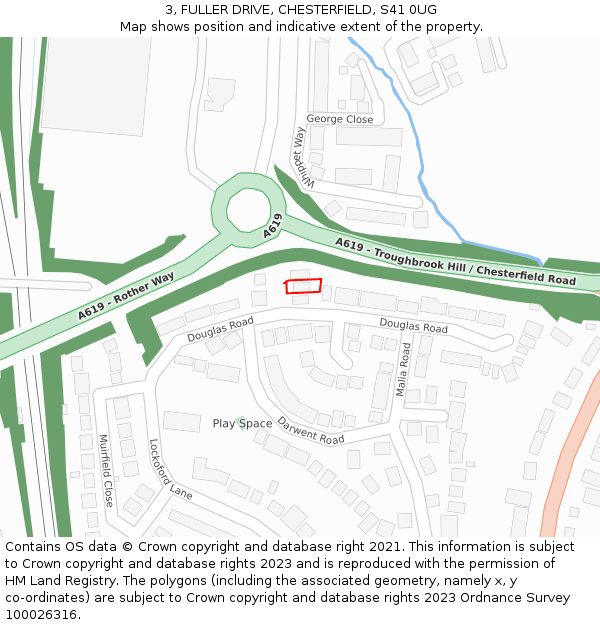 3, FULLER DRIVE, CHESTERFIELD, S41 0UG: Location map and indicative extent of plot