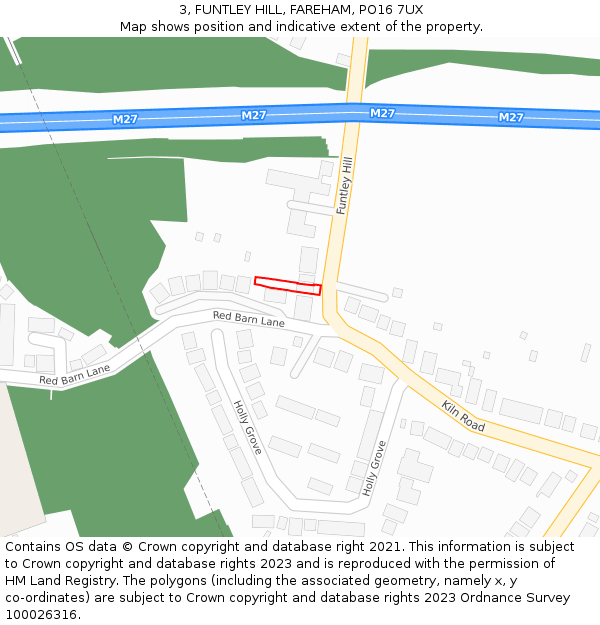 3, FUNTLEY HILL, FAREHAM, PO16 7UX: Location map and indicative extent of plot