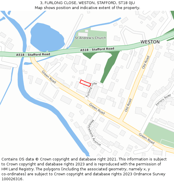 3, FURLONG CLOSE, WESTON, STAFFORD, ST18 0JU: Location map and indicative extent of plot