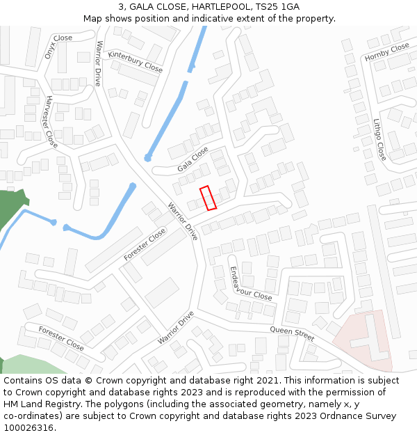 3, GALA CLOSE, HARTLEPOOL, TS25 1GA: Location map and indicative extent of plot
